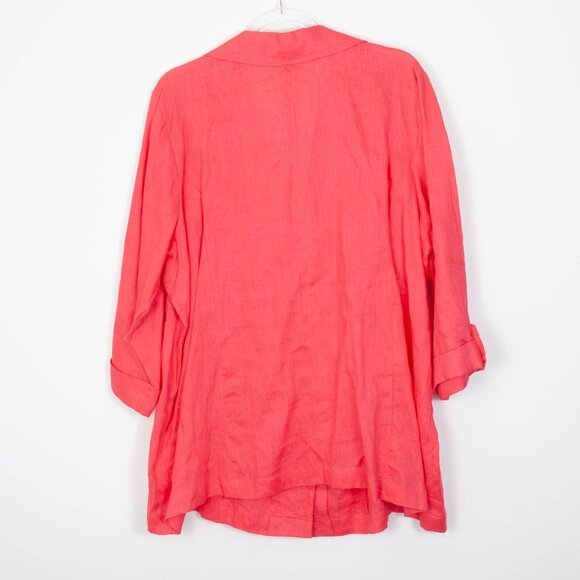 NWT Dress Barn Womens Button Down Linen Shirt‎ Size 22/24 3X Roll Tab Sleeves - Picture 7 of 8